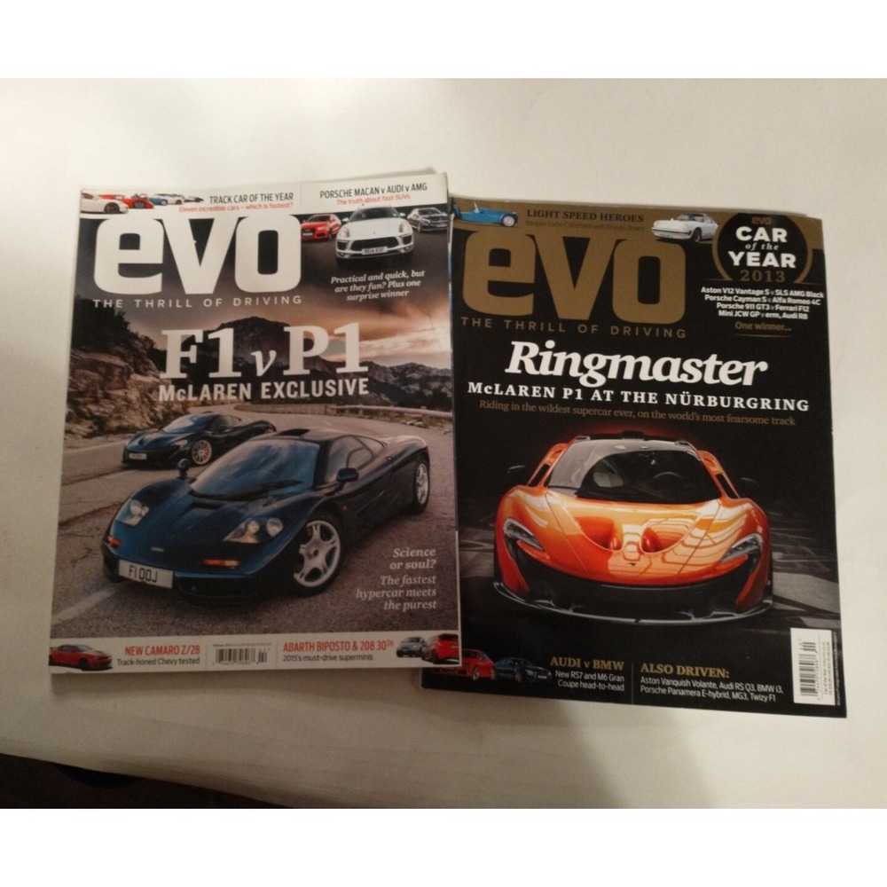 EVO Car Magazine 205-190 ft. McLaren F1 & P1, BMW Z1, Audi - Lot Of 2 2015 2013